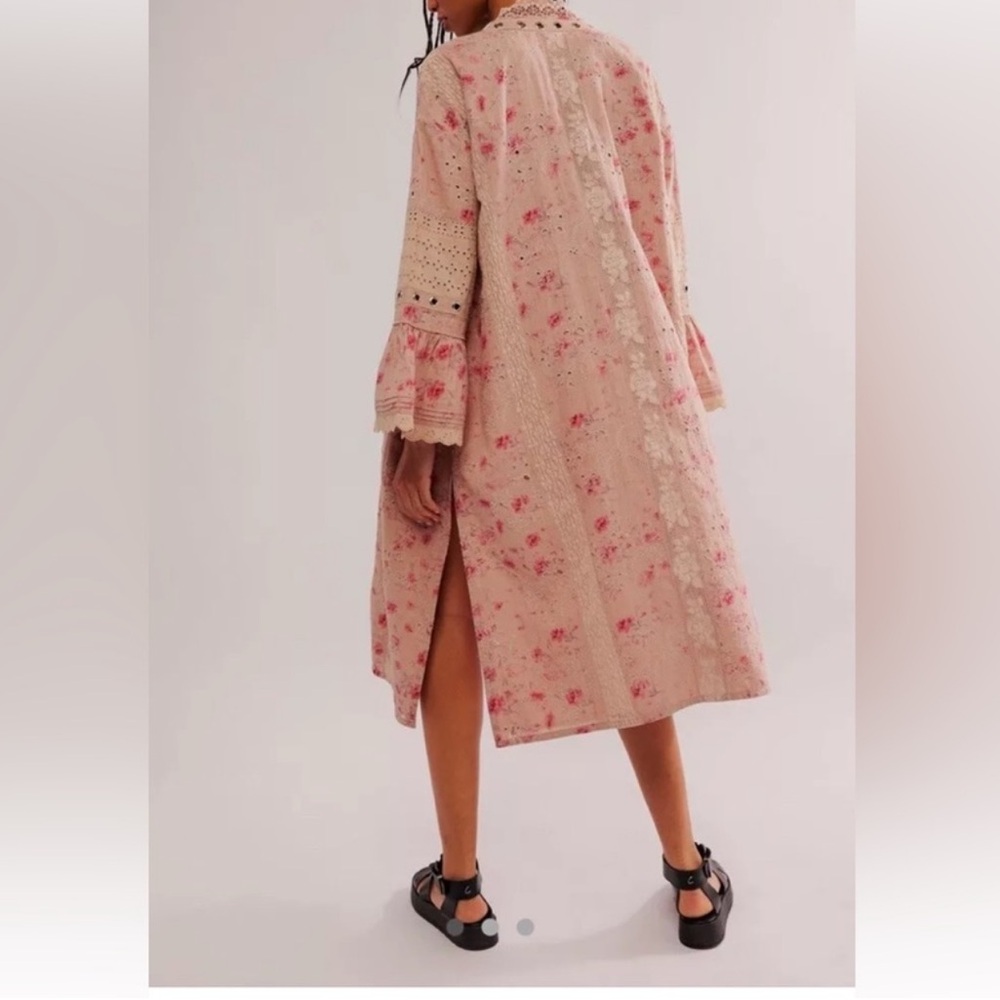 Free people On the road Duster Floral Eyelet Lace Trim boho cardigan SZ various - Picture 2 of 16